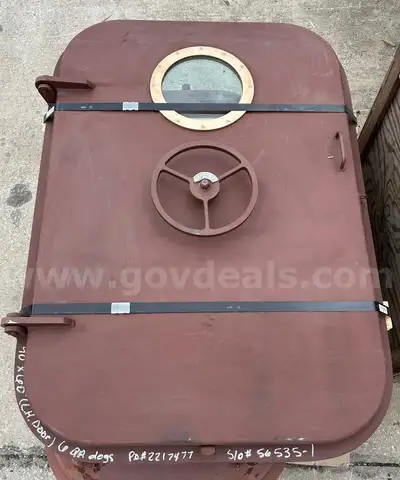 Steel Weather Tight Ship Door with Brass Trim clear port hole window