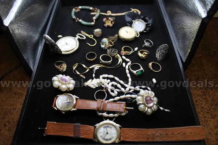 RINGS (14); WATCH (4); WATCH, POCKET (2); EARRING, PAIR (1); CHARM (1); CLIP (1)