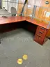 8 Matching Desks &#x26; 1 L Shaped Desk with Plexi Glass - On a Pallet Sold as a Set