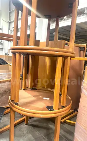 USED LIBRARY FURNITURE (5 TABLES, 20 CHAIRS )