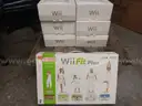 NINTENDO Wii MODEL # RVL-001 LOT OF SIX (6) &#x26; ONE (1) Wii FIT PLUS BALANCE BOARD