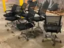 Lot of 7 rolling office chairs (1 needs repair)