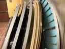 Lot of 14 round banquet tables - most are 8ft diameter