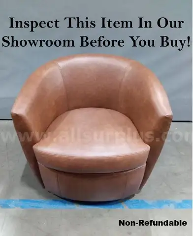 Onsite, Buy Now- Geaorge Oliver Leather Upholstered Swivel Barrel Chair-Non Refundable