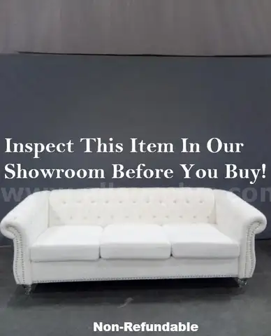 Onsite, Buy Now-84.65" Rolled Arm Chesterfield 3 Seater Sofa-Non Refundable