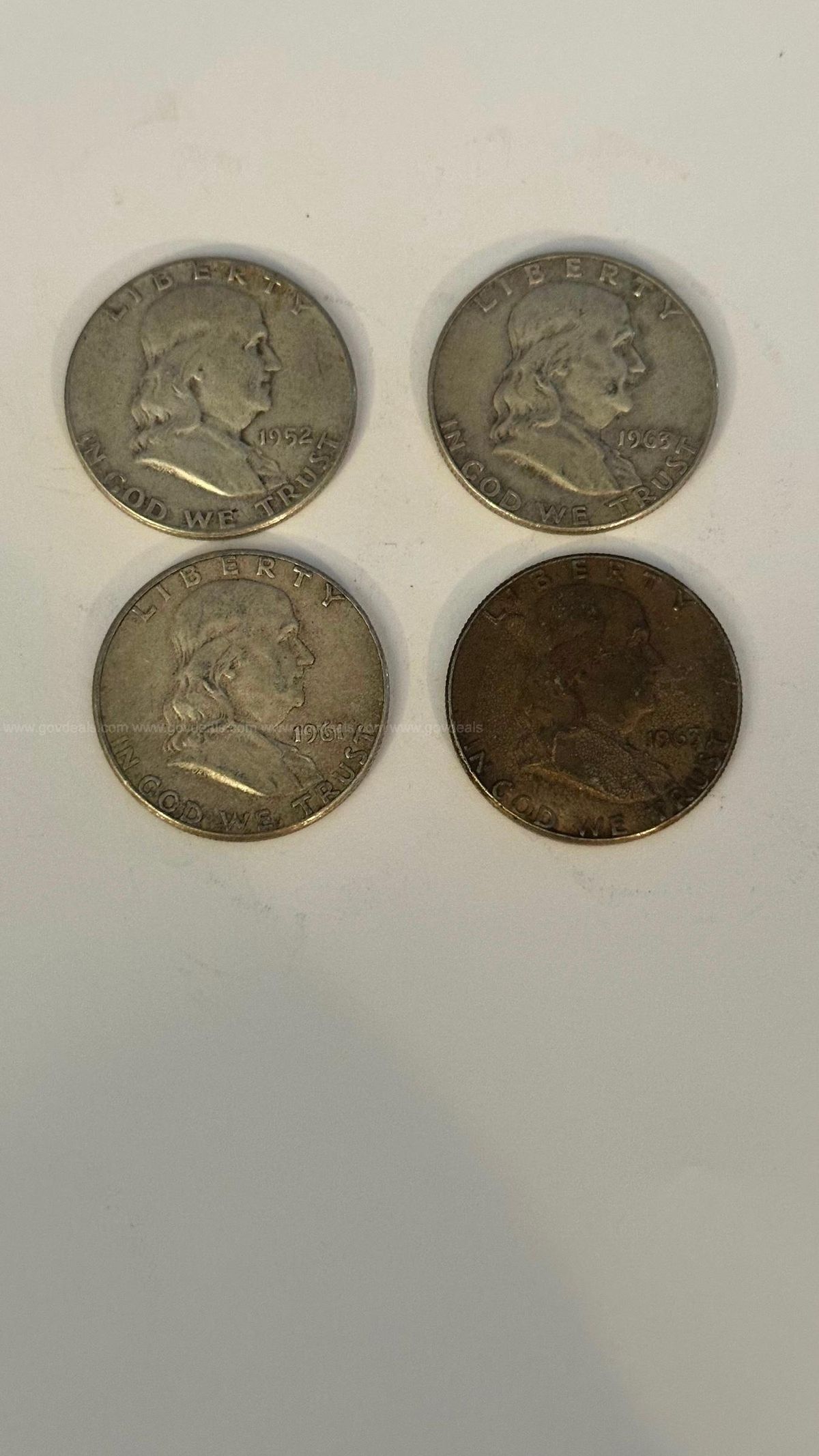 Lot of 4 1952-1965 Franklin Half Dollars | GovDeals