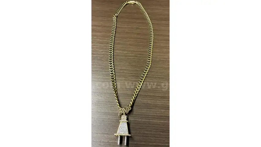 10K Yellow Gold Neck Chain and One Diamond Pendant