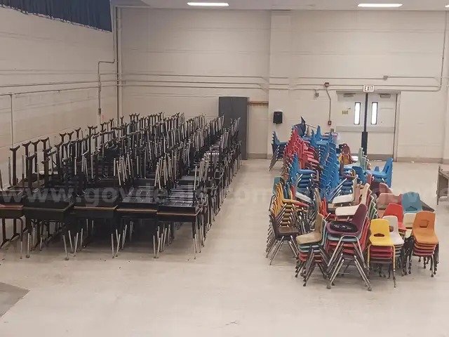 Lot of Student Desks and Chairs