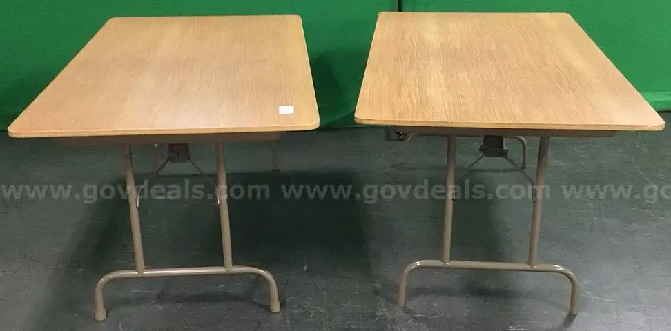 Lot of (2) Retractable Wood Tables