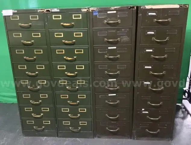 Lot of (4) Eight-Drawer File Cabinets