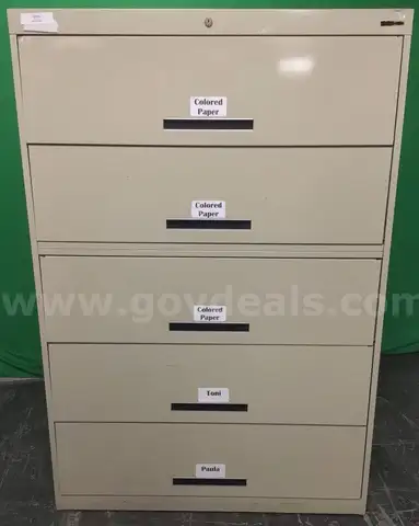 Lot of (2) Five Drawer Lateral File Cabinets