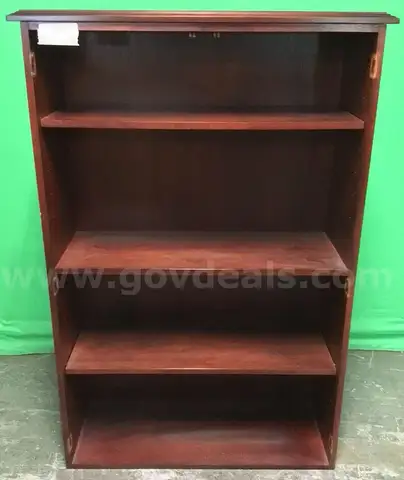 Lot of (2) Four Shelf Wood Bookcases with Glass Doors