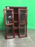 Lot of (2) Four Shelf Wood Bookcases with Glass Doors
