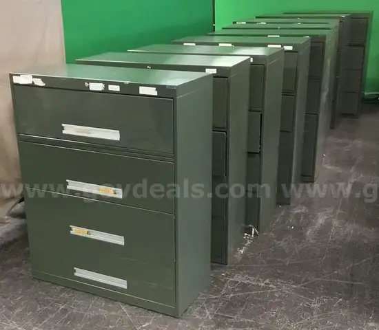 Lot of (9) Four Drawer Lateral File Cabinets