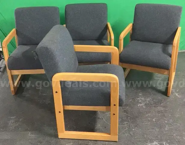 Lot of (4) Wood Frame Side Chairs with Arms