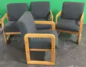 Lot of (4) Wood Frame Side Chairs with Arms