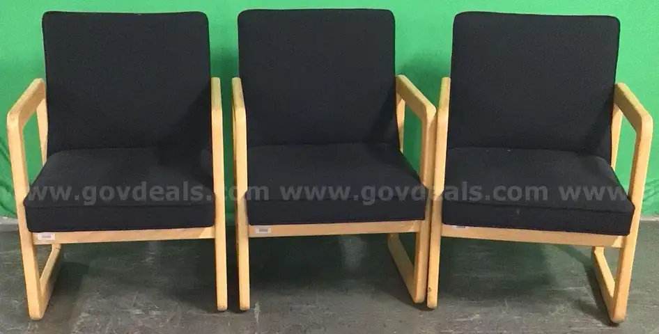 Lot of (3) Wood Frame Side Chairs with Arms