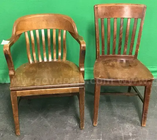 Lot of (2) Wooden Chairs with Arms