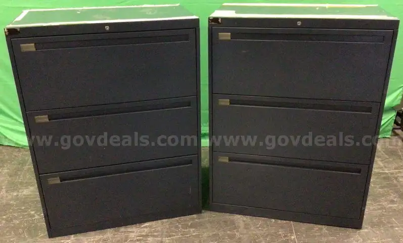 Lot of (2) Three-Drawer Lateral File Cabinets