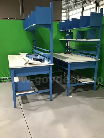 Lot of (2) Metal Working Downdraft Mailing Sorting Tables