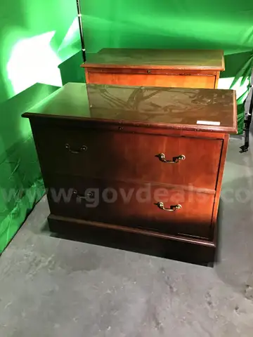 Lot of (2) Two Drawer Wood File Cabinets