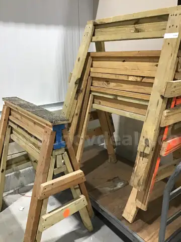 Lot of (6) Wooden Saw Horses