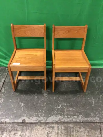 Lot of (2) Light Oak Side Chairs