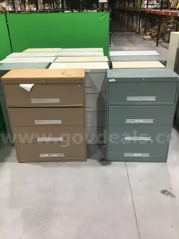 Lot of (14) Four-Drawer Lateral File Cabinets