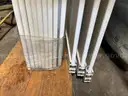 White Plastic Fence Panels with a table umbrella