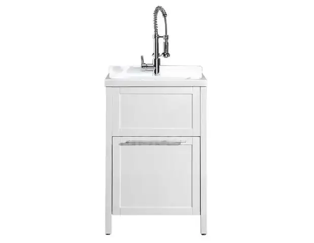 Brand New Eleni All-In-One Kit: Acrylic Utility Sink with Cabinet and Faucet MSRP $653