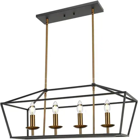 BRAND NEW Contemporary Rectangle Farmhouse Chandelier 4 Lights - Shipping Available