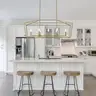 Brand New 7-Light Gold Linear Chandelier &#x2013; Modern Candle-Style Ceiling Fixture for Kitchen, Dining Room MSRP $270