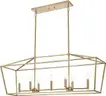 Brand New 7-Light Gold Linear Chandelier &#x2013; Modern Candle-Style Ceiling Fixture for Kitchen, Dining Room MSRP $270
