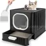Brand New Foldable Cat Litter Box with Lid - Enclosed Anti-Splash Design, Easy-Clean Drawer &#x26; Scoop - Shipping Available