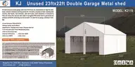 NEW  23ft x 22ft Double Car Garage Metal Shed with Side Door  KJ K2119