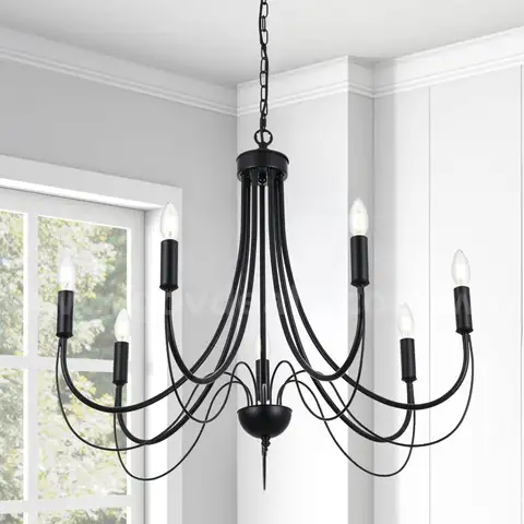 Brand New MELUCEE Black 7-Light Rustic Industrial Chandelier&#x2013; Elegant Candle Pendant Light MSRP$190 - Shipping Available