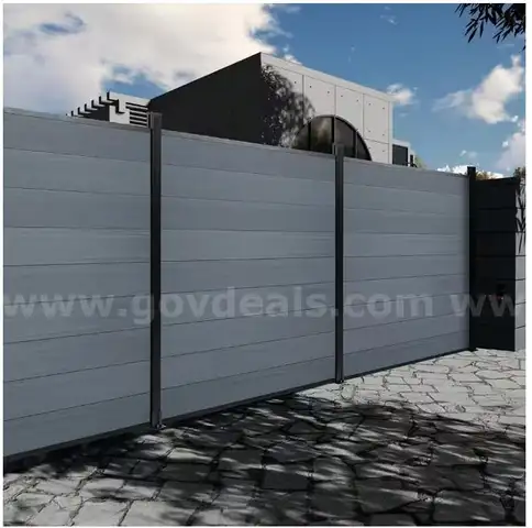 90ft of NEW Composite Privacy Fence (Antique color) – Includes 15 Sections with Aluminum posts and hardware - MSRP $7500