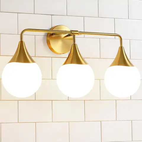 Brand New Brass Gold 3-Light Mid-Century Modern Bathroom Vanity Light - Shipping Available