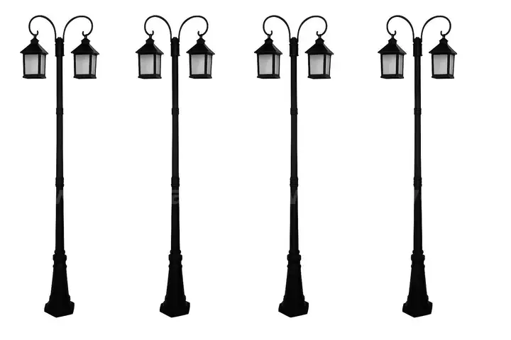 Lot of 4 NEW Aluminum 2 Heads Outdoor Waterproof High Pole Street Light 10 FOOT  MSRP $2250