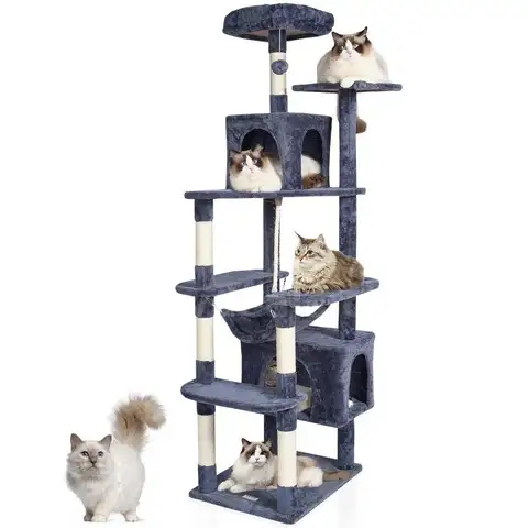 Brand New - Cat Tree 72&#x22; Cat Tower with 2 Cat Condos Sisal Scratching Post Dark Grey - Shipping Available