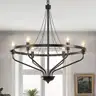 Brand New - Black 26in Metal Chandelier Over Dining Table Farmhouse 6-Light - Shipping Available