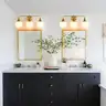 Brand New Brass Gold 3-Light Mid-Century Modern Bathroom Vanity Light - Shipping Available