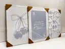 Brand New - Set of 3 Blue Bow Wall Art Decor  16&#x22;x24&#x22; Framed - Shipping Available