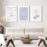 Brand New - Set of 3 Blue Bow Wall Art Decor  16&#x22;x24&#x22; Framed - Shipping Available