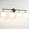 Brand New - 4-Light Modern Vanity Lights for Bathroom  Black and Gold Wall Sconce Lighting with Frosted Milky Glass