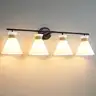 Brand New - 4-Light Modern Vanity Lights for Bathroom  Black and Gold Wall Sconce Lighting with Frosted Milky Glass