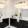 Brand New - 4-Light Modern Vanity Lights for Bathroom  Black and Gold Wall Sconce Lighting with Frosted Milky Glass