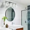 Brand New - 4-Light Modern Vanity Lights for Bathroom  Black and Gold Wall Sconce Lighting with Frosted Milky Glass