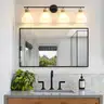 Brand New - 4-Light Modern Vanity Lights for Bathroom  Black and Gold Wall Sconce Lighting with Frosted Milky Glass