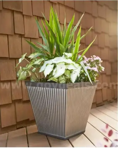 Brand New - Lot of 4 Allen+Roth Square 16-in W x 16-in H Silver Resin Industrial Planters - Shipping Available
